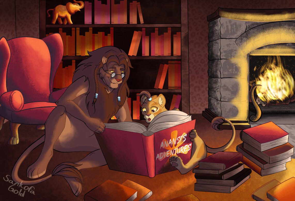 Cozy Library of Lions